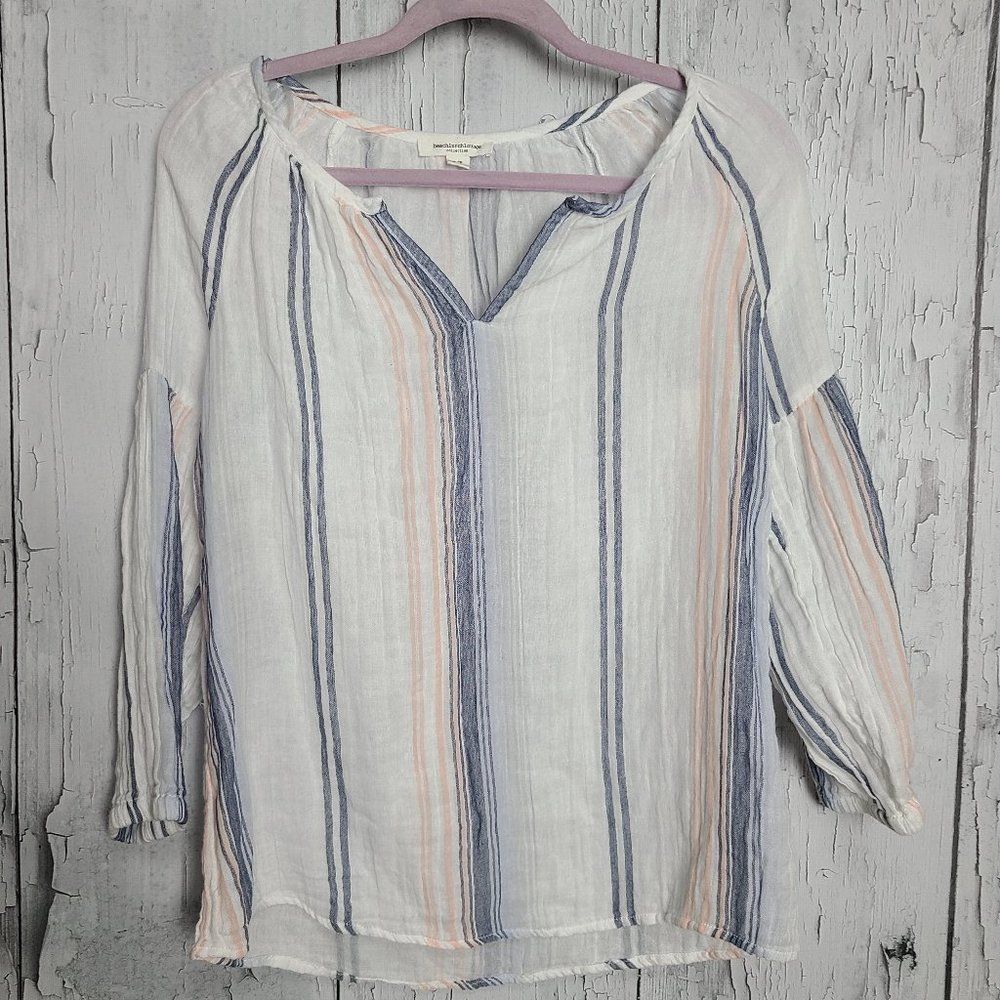 Beach Lunch Lounge Stripe Popover Top P201